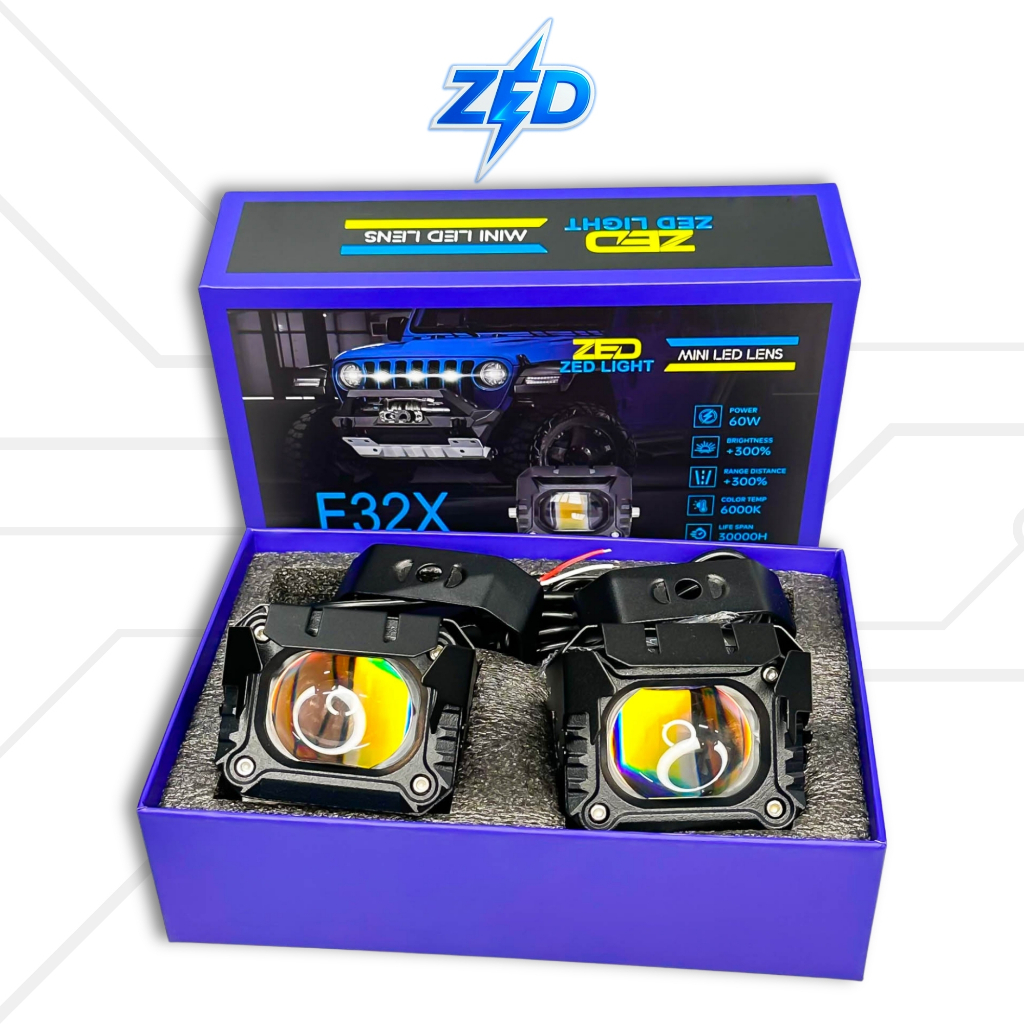 Đèn LED Trợ Sáng F32X ZEDLIGHT - 60W Ánh Sáng Mạnh Mẽ, Chuyên Lắp Oto Xe Máy Chống Nước - BH 2 Năm