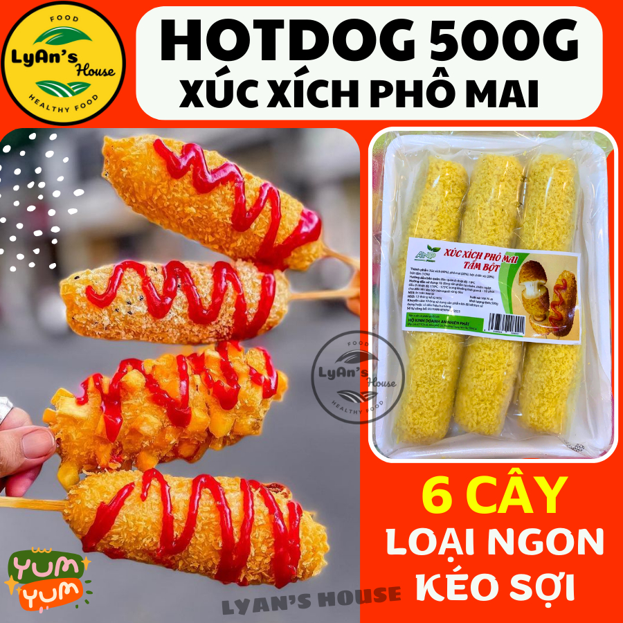 (Hỏa tốc HCM) HOTDOG LOẠI NGON Xúc Xích Phô mai 500g LyAn's House. Món ăn vặt xúc xích đức phô mai k