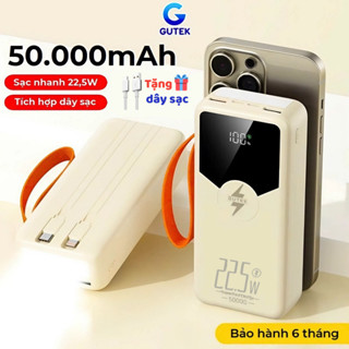  Pin sạc dự phòng 50000mah Gutek GT240 sạc nhanh 22,5w có sẵn dây cho nhiều điện thoại 