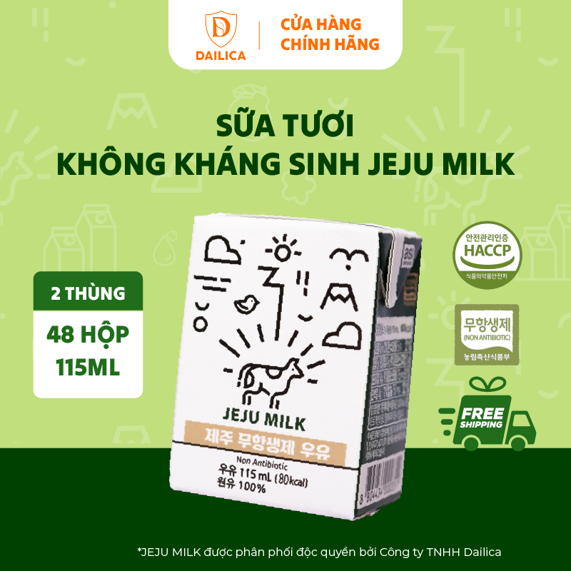 [COMBO 2 THÙNG] Sữa Tươi Sạch Không Kh Sinh JEJU MILK Hàn Quốc - Hộp 115ml