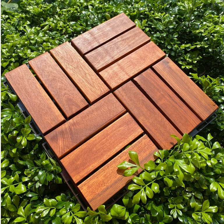 Combo 30 Sàn gỗ tự nhiên vỉ nhựa ngoài trời 30x30x2cm - Vỉ Sàn Gỗ Sân Vườn Tiêu Chuẩn Xuất Khẩu IKea