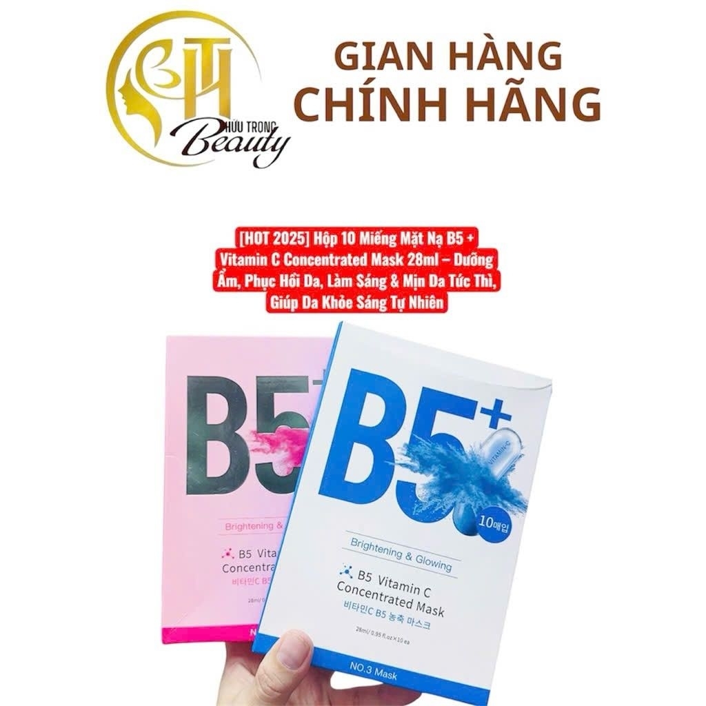 Hộp 10 Miếng Mặt Nạ Yuejiin B5+ Vitamin C Concentrated Mask 28ml/Miếng Màu Hồng - Miamia