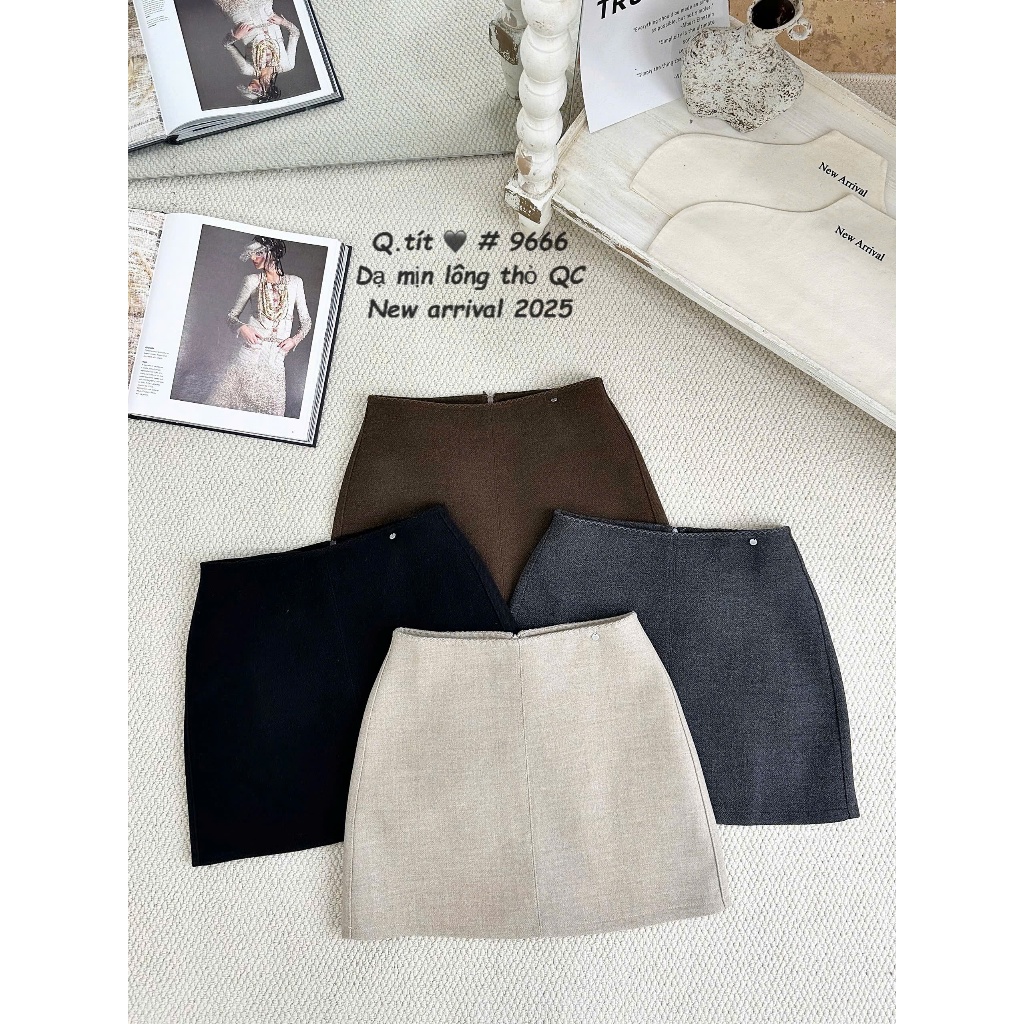 Chân váy dáng A dạ mịn lông thỏ, Chân váy phom ngắn CV9666 - NhiNhi Shop