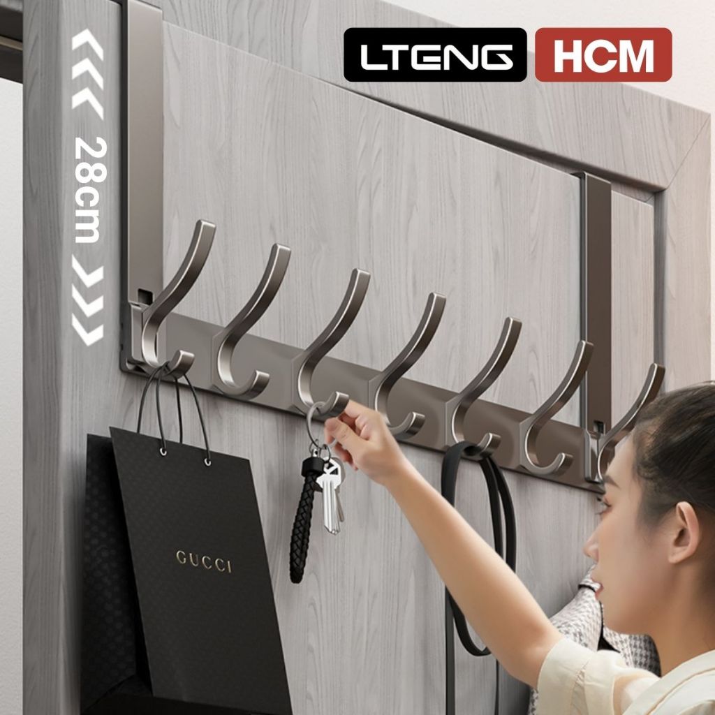 Thanh móc treo sau cửa LTENG, nhôm cao cấp chống gỉ, không cần khoan, tiết kiệm không gian