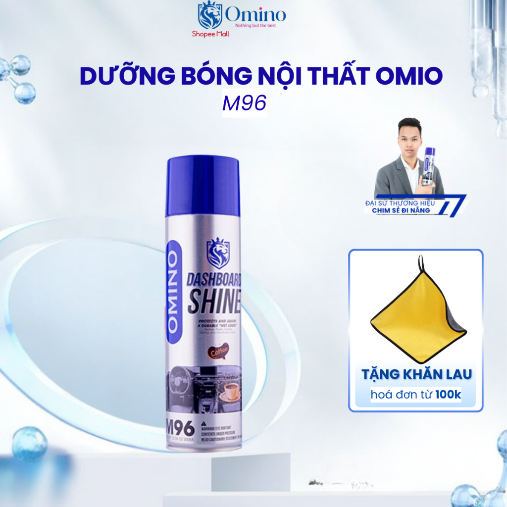 Dưỡng Bóng Nội Thất, Ghế Da Ô Tô Hương Cafe OMINO M96 500ml - Chính Hãng Omino Vietnam