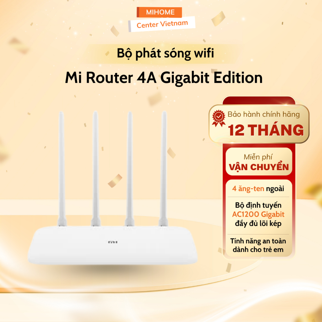 Bộ phát sóng Wifi Mi Router 4A Gigabit Version - 4 Ăng-ten ngoài - Bảo hành 12 tháng chính hãng