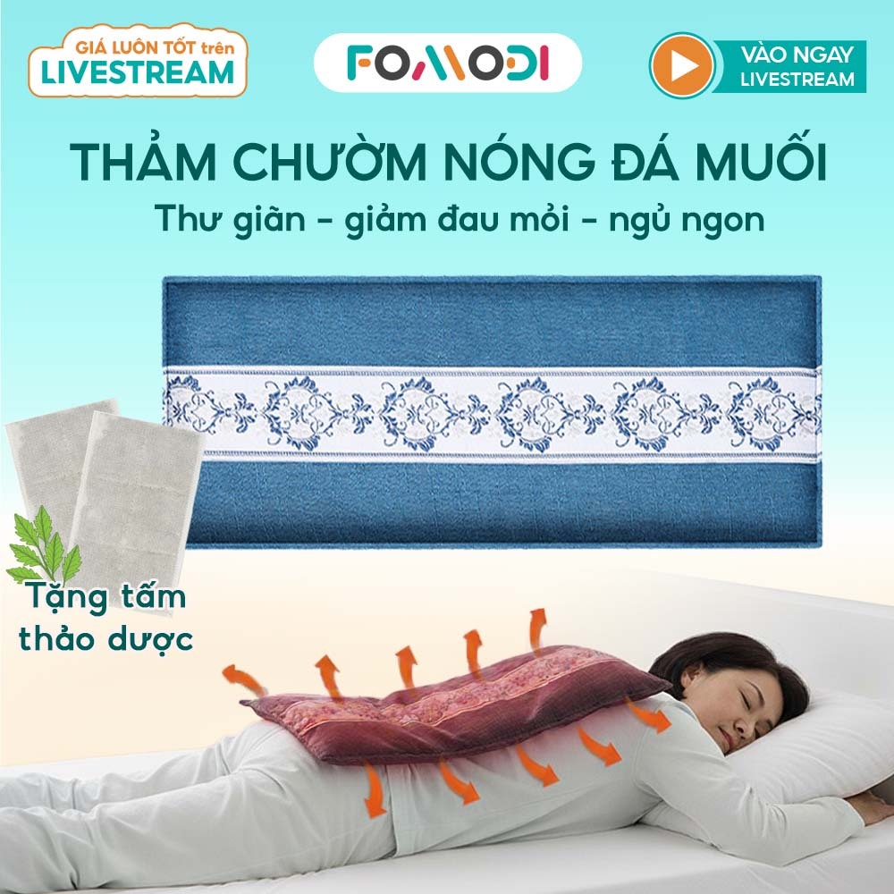 Thảm đá muối Fomodi chườm nóng kèm thảo dược ngải cứu giảm đau mỏi giúp ngủ ngon thư giãn
