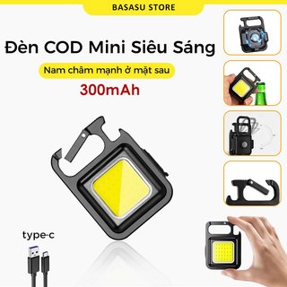  【300mA Móc Khóa Đèn Pin COB Led Mini Siêu Sáng 4 Chế Độ Nam Châm Đa Năng Bỏ Sạc Nhanh Type C Có Nam Châm Mở Nắp Chai 