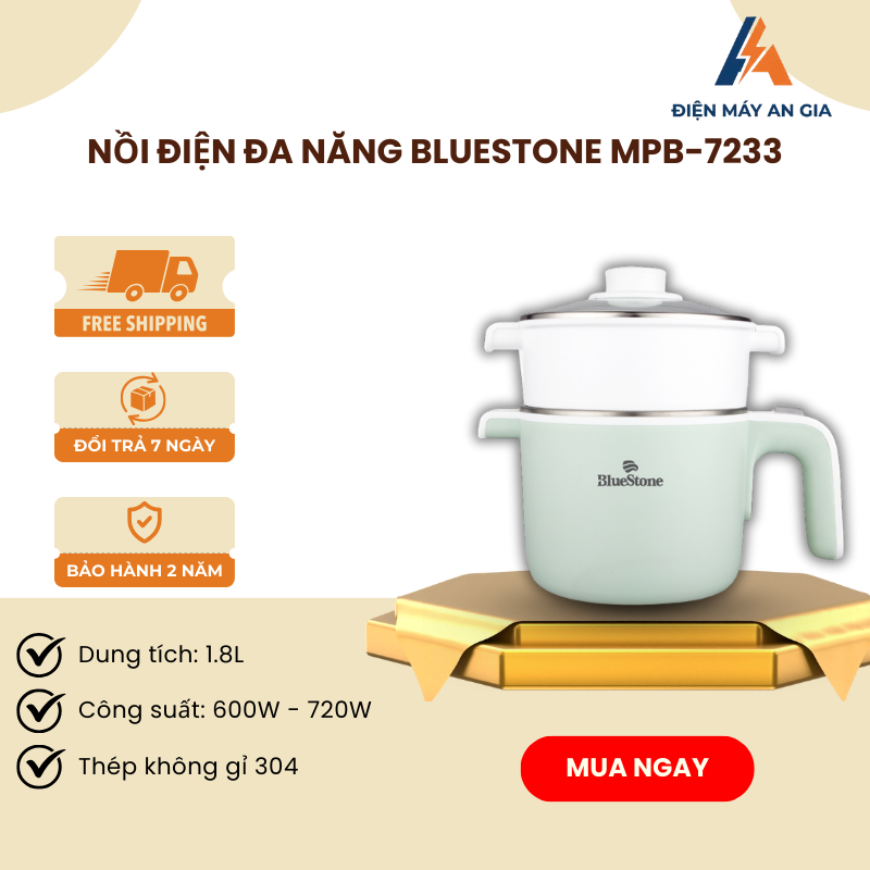 Nồi Điện Đa Năng BlueStone MPB-7233 – Dung Tích 1.2L – Hai Tay Cầm Cách Nhiệt – FEB