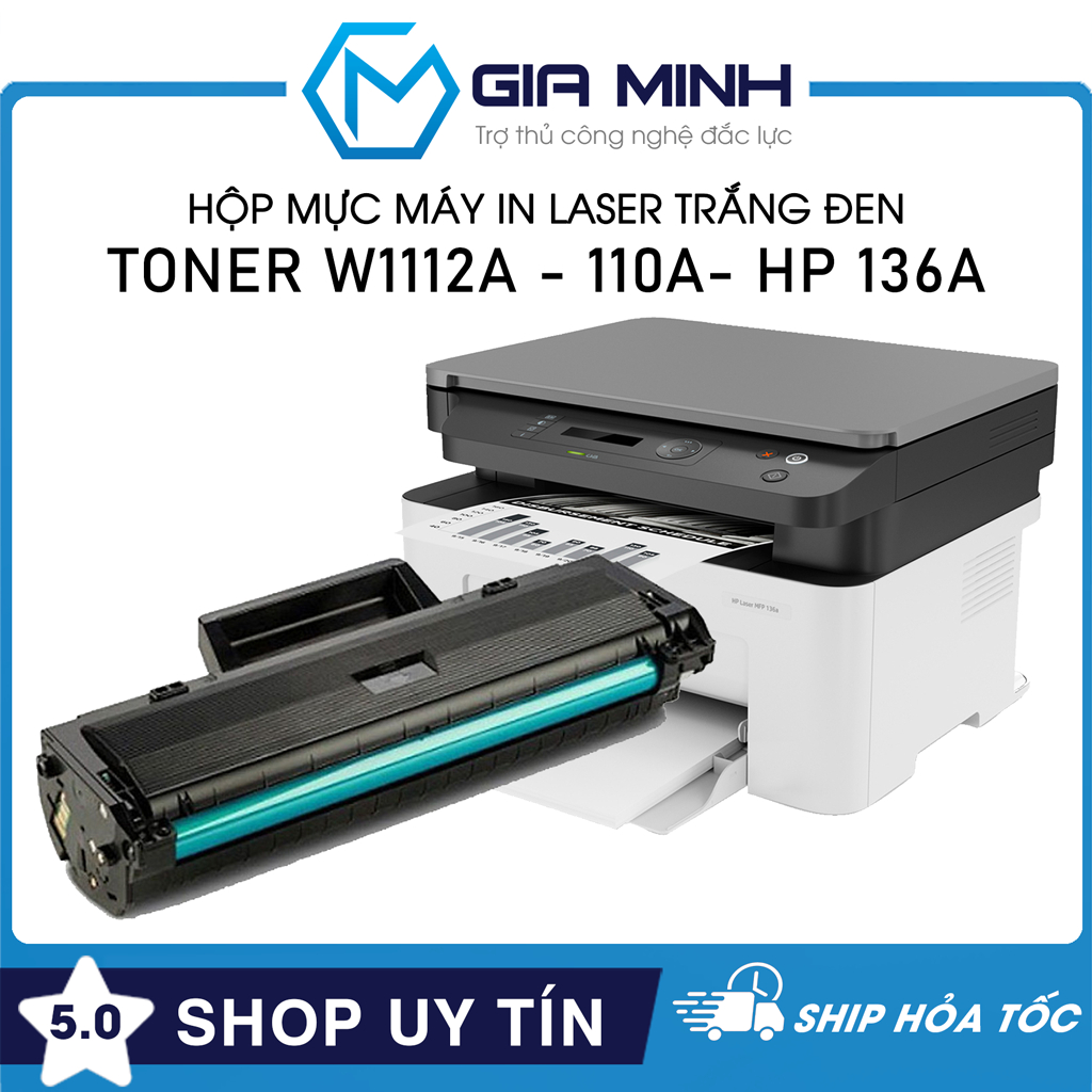 Hộp Mực Máy In Toner W1112A - 110A - Tương Thích Máy In Laser HP MFP 136a / 136w - Full VAT - Full B