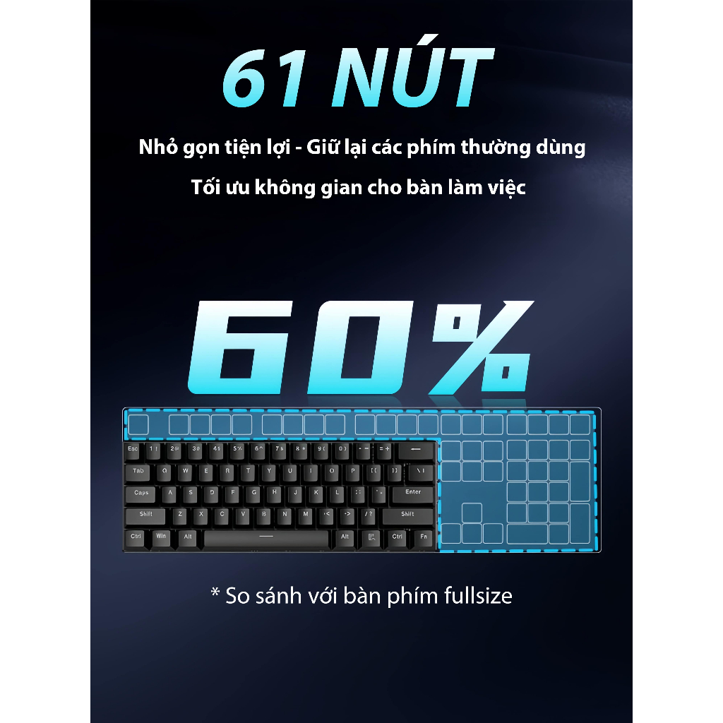 Bàn Phím Cơ G61 1 Mode Có Dây Type-C, 61 Phím Red Switch, Bàn Phím Gaming LED RGB, Gõ Êm, Nhỏ Gọn | BigBuy360 - bigbuy360.vn
