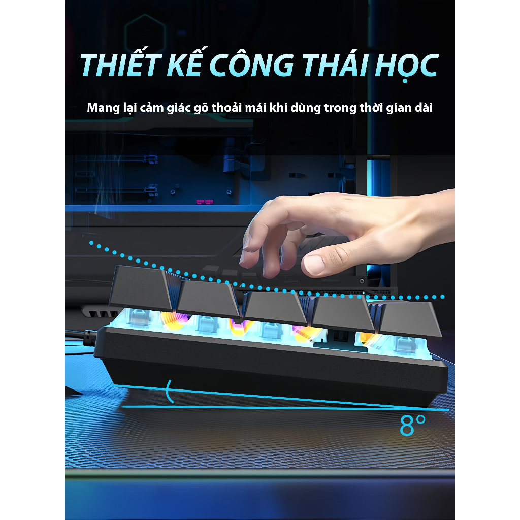 Bàn Phím Cơ G61 1 Mode Có Dây Type-C, 61 Phím Red Switch, Bàn Phím Gaming LED RGB, Gõ Êm, Nhỏ Gọn | BigBuy360 - bigbuy360.vn