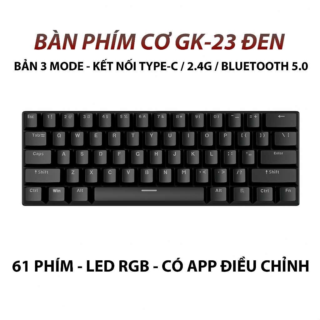 Bàn Phím Cơ G61 1 Mode Có Dây Type-C, 61 Phím Red Switch, Bàn Phím Gaming LED RGB, Gõ Êm, Nhỏ Gọn | BigBuy360 - bigbuy360.vn