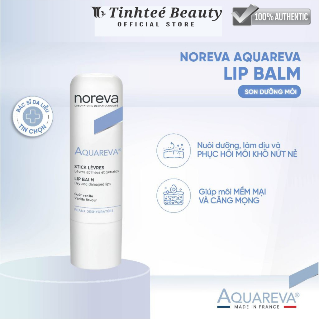 Son dưỡng cho môi khô nứt nẻ Noreva Aquareva Lip Balm 4g