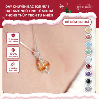  Dây chuyền bạc 925 nữ JEWELRYOU 1 viên đá năng lượng tự nhiên 8li được chọn đá theo yêu cầu - Jew11 