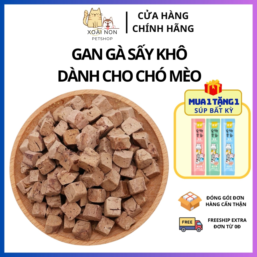 (Túi 500G) Gan Gà Sấy Thơm Ngon Dành Cho Chó Mèo - Gan Gà Sấy Khô Cao Cấp Cho Chó - Xoài Non Petshop