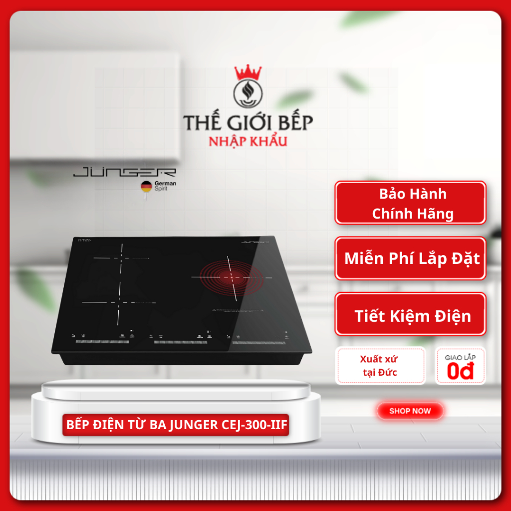 Bếp Điện Từ Junger CEJ-300-IIF – Sang Trọng, Linh Hoạt, Hẹn Giờ, Khóa Trẻ Em, Tiết Kiệm Điện