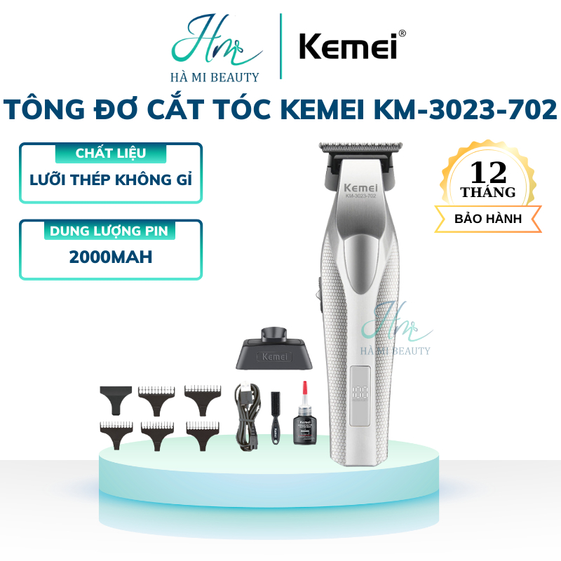 Tông đơ cắt tóc kemei km-3023-702 2000mah 5v tông đơ chấn viền có màn hình kemei km-3023-702