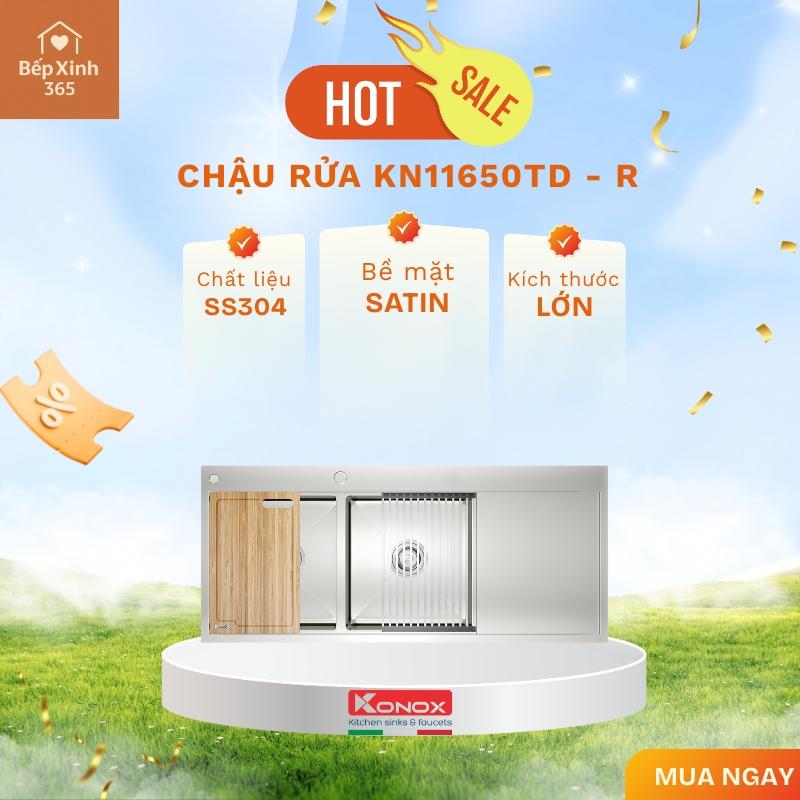 Chậu rửa Konox Workstation - Topmount Sink KN11650TD - L Độ Bền Tuyệt Đối, bảo hành 10 năm