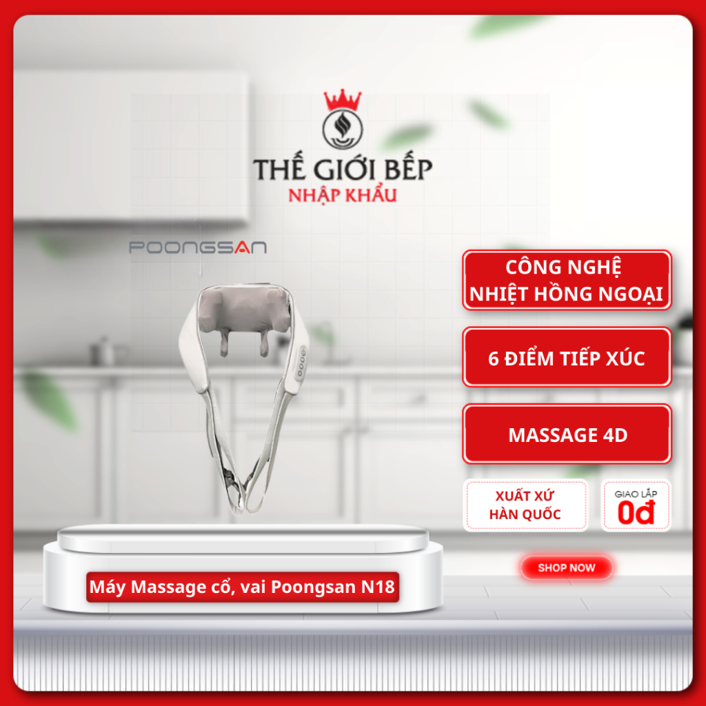 Máy Massage Cổ và Vai Poongsan N18 – Dây Đeo Điều Chỉnh, Nhiệt Hồng Ngoại, Massage Chuyên Sâu