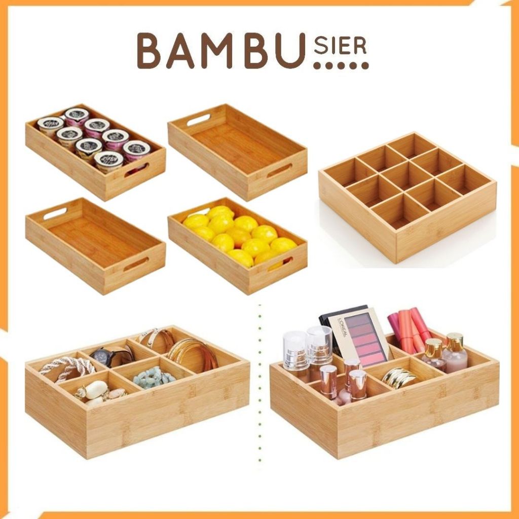 Khay gỗ tre đựng đồ ăn gia vị nhà bếp