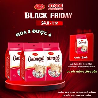   MUA 3 ĐƯỢC 4 - TẶNG THÊM 1 GÓI  Combo 3 Túi Yến Mạch Oatmeal Vị Sữa 206g Bánh Yến Mạch Bánh Kẹo Richy 