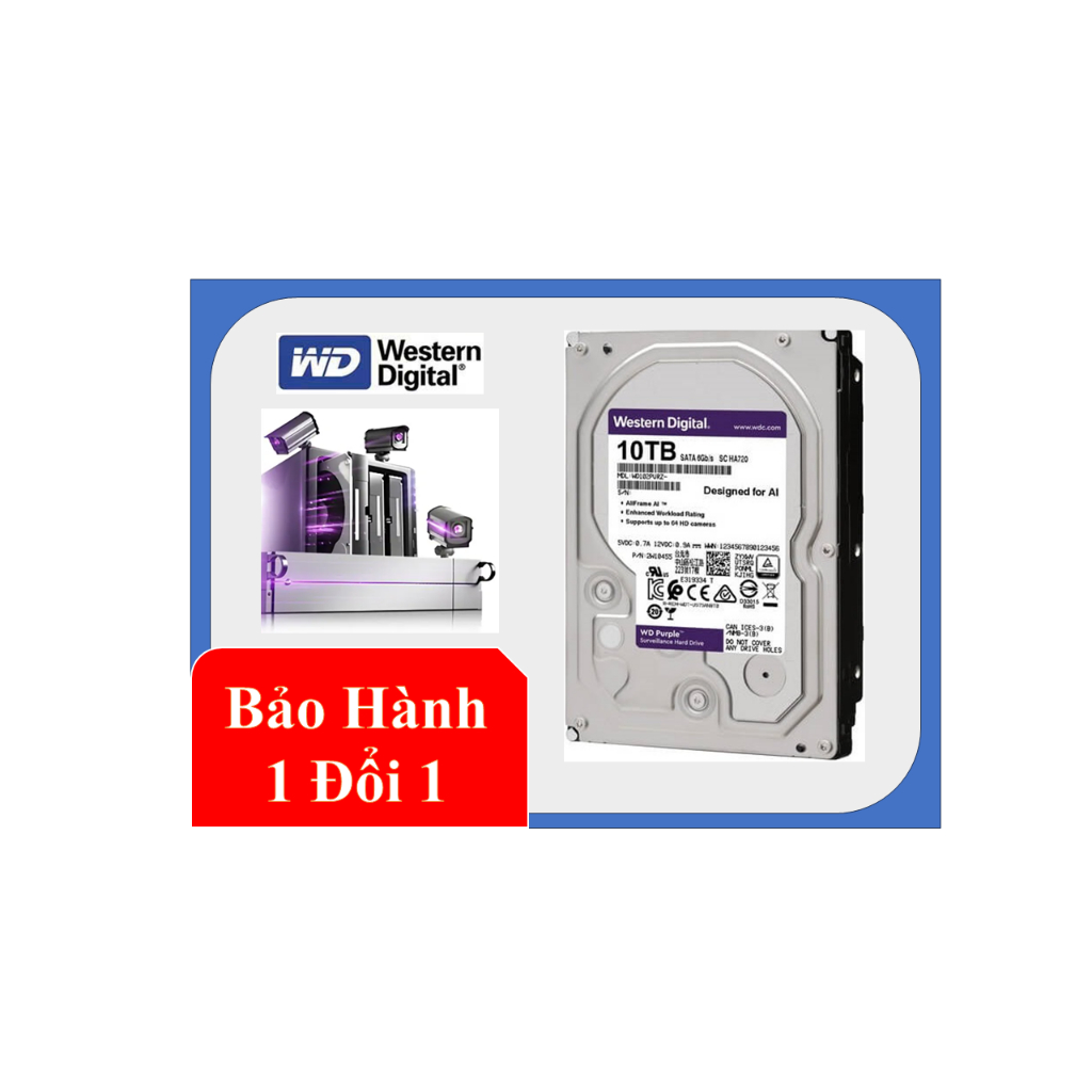 Ổ cứng HDD WD Purple Pro 10TB WD102PURP Mã sản phẩm: WD102PURP-Hàng mới