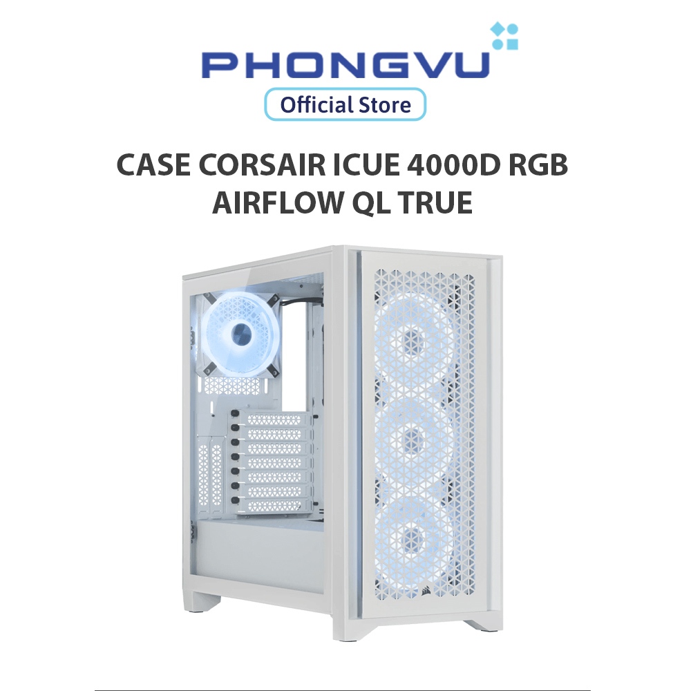 Vỏ máy tính/ Case Corsair iCUE 4000D RGB AIRFLOW QL True White (CC-9011232-WW) - Bảo hành 24 tháng