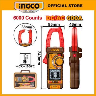 Đồng hồ kẹp dòng DC/AC 600A INGCO DCM66002 (True RMS, 600A, 6000 Counts)