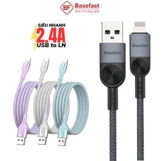  Dây sạc nhanh Basefast dùng cho 7 8plus xr xs max 11 12 13 14 ... cáp sạc 2.4A bọc dù chống đứt gãy 