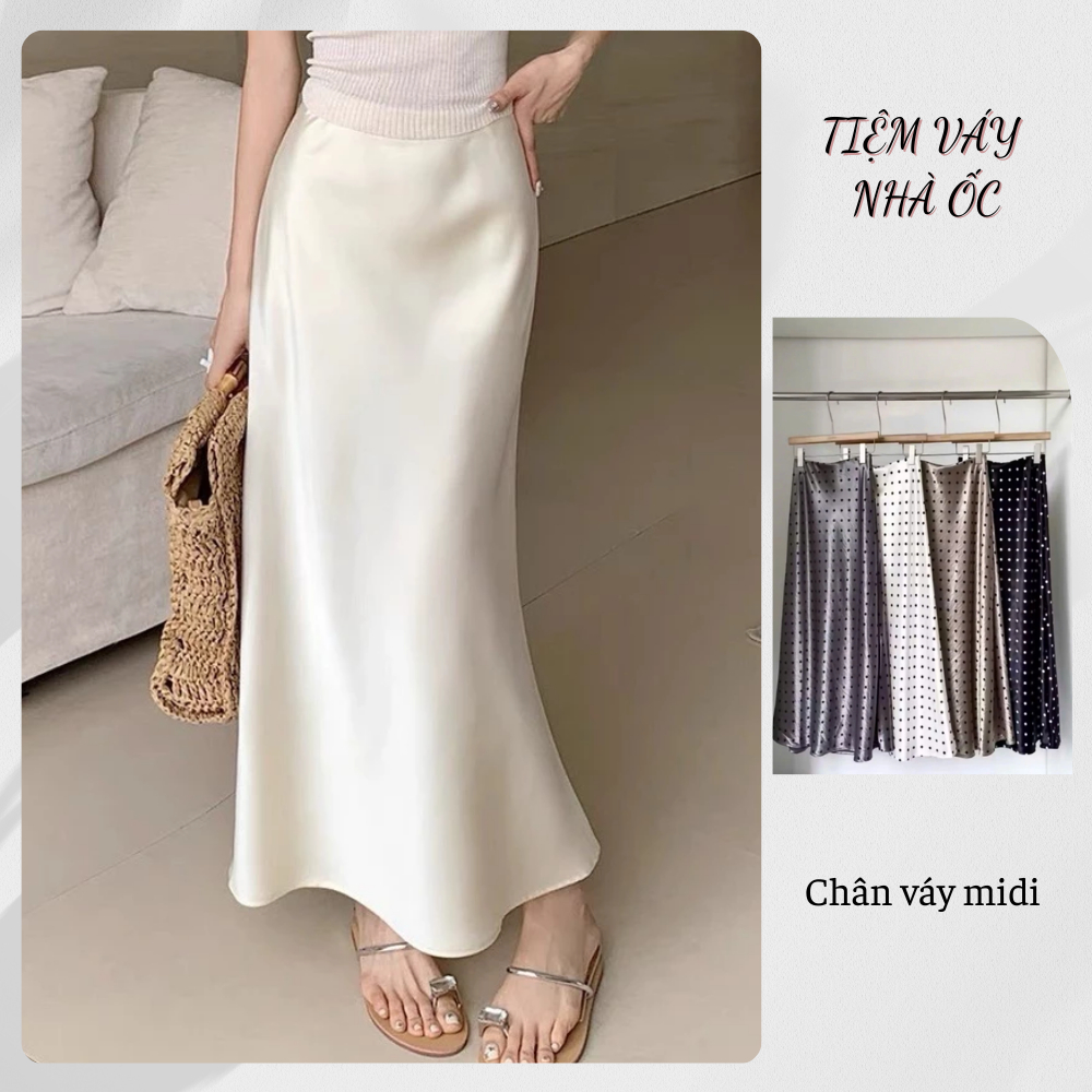 Chân Váy Midi Chất Vải Lụa Hàn Tôn Dáng Cực Xinh NV606