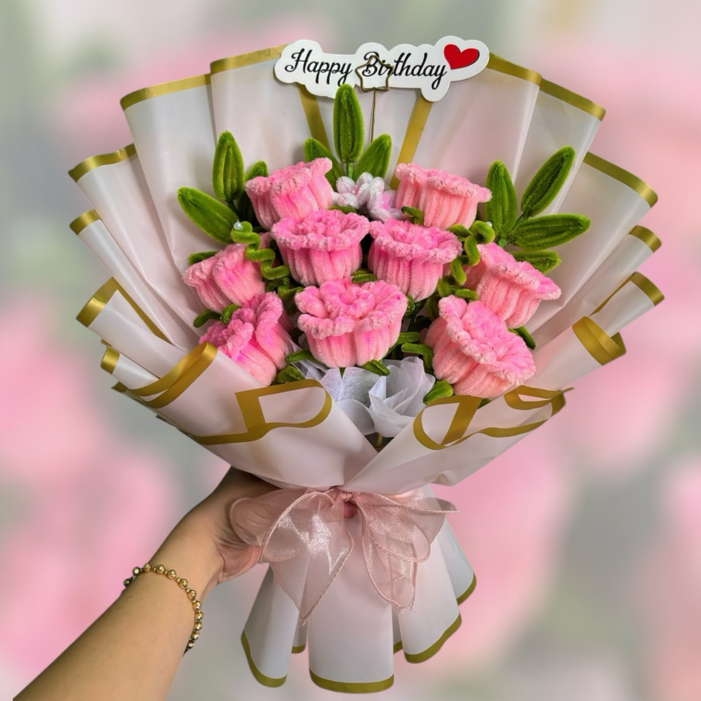 BÓ HOA KẼM NHUNG - HOA HỒNG KẼM NHUNG