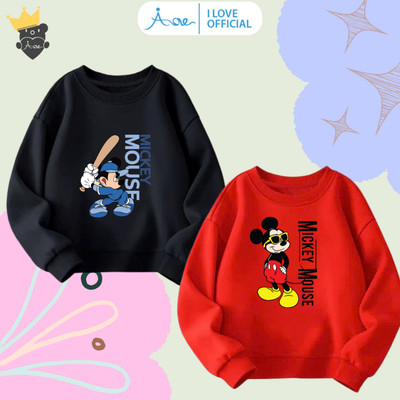[MỚI] Áo nỉ SWEATER cho bé trai AORE in hình MICKEY, Áo nỉ dài tay cổ tròn hình Disney chất nỉ da cá mềm 10-34kg