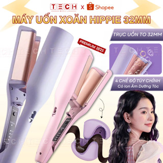 Máy Uốn Tóc Xoăn Hippie Trục Uốn 32mm Sóng Nước Chất Liệu Gốm Sứ Cao Cấp, Máy Dập Xù Làm Tóc Xoăn
