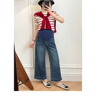  Quần Jean bầu dáng suông rộng,quần bầu công sở chất Jean co giãn mềm mại có đáp bầu tùy chỉnh-Q319 