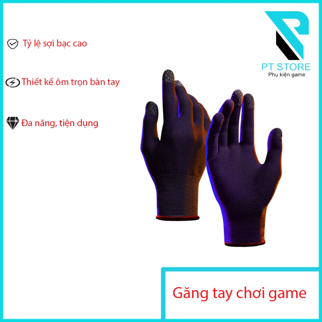 Găng tay chơi game 5 ngón - 5 đầu ngón tay đan bằng sợi bạc cực kì mượt - Chơi game mượt mà - Giữ ấm tay - Ôm sát tay