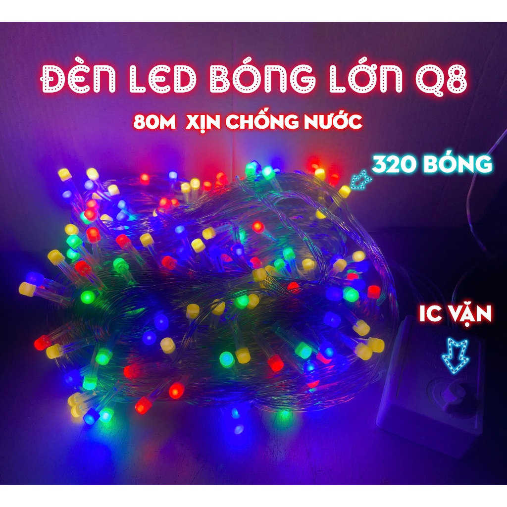 Đèn LED trang trí 40M/100M nhấp nháy nhiều màu 8 chế độ nháy cao cấp, dây đèn trang trí ngày lễ tran