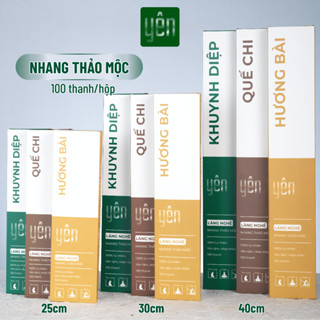  Nhang Thảo Mộc Yên Sạch Mix Quế Khuynh Diệp Hương Bài Loại 23-30-40cm Hộp 100 Thanh 100 % Tự Nhiên 