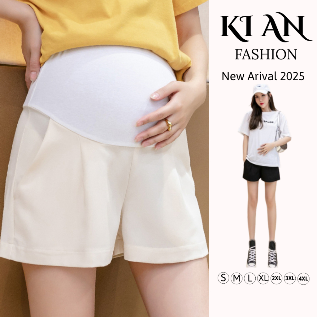 Quần bầu đùi Ki an chất ruby thái loại1 ống rộng, siêu mát siêu mềm ko xổ lông🌸quần sooc bầu size từ s~3xl🌸có chun chỉnh