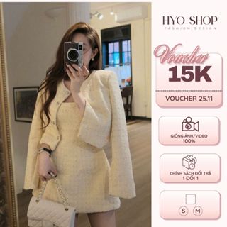   CẢ SET  Set dạ tweed 2 món váy kèm áo ngoài cao cấp dáng ngắn sang chảnh thanh lịch HYO SHOP 