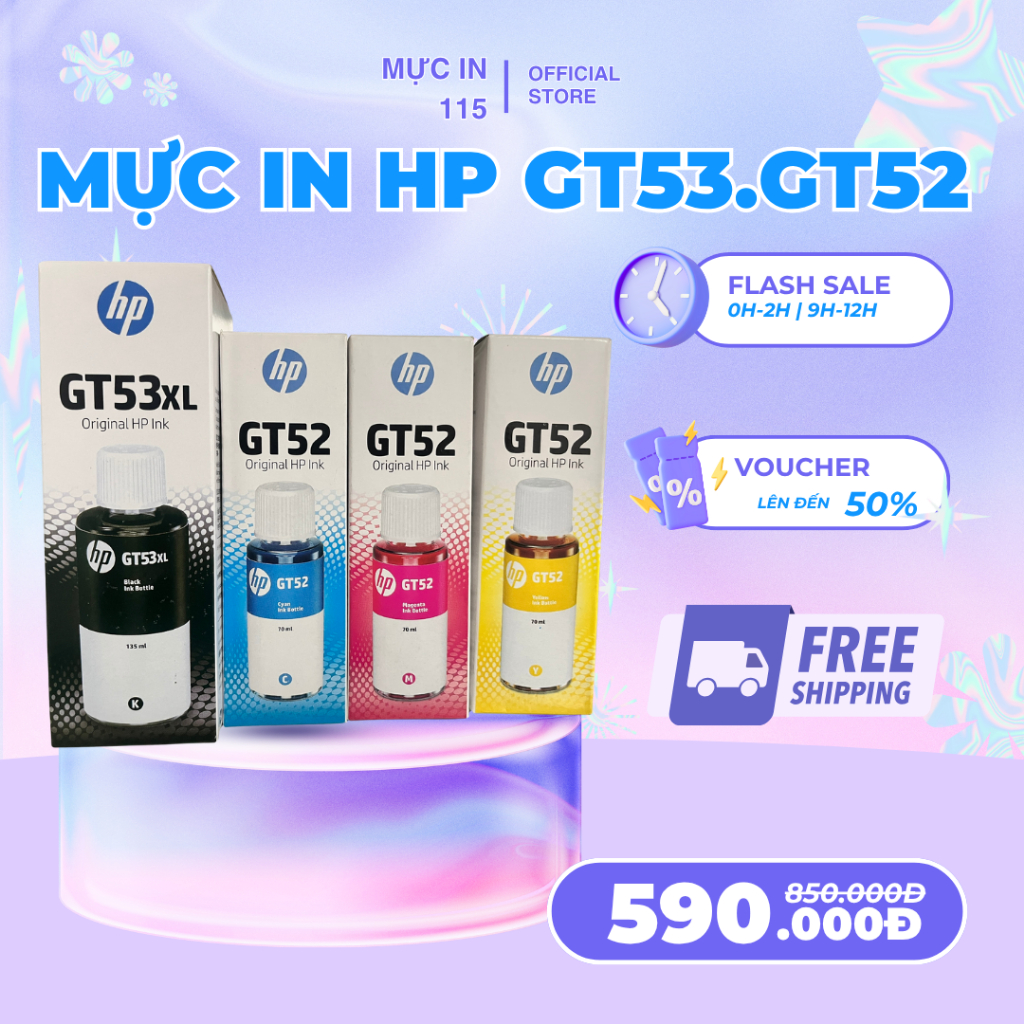 Mực HP GT53, GT52 dành cho máy in HP GT 5810, 5820, Tank 215, 315, 415, 580, 585 Có hoá đơn VAT