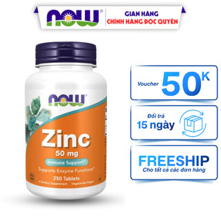 Kẽm Zinc 50mg tăng testosteron nội sinh tăng cường sinh lý nam giới giảm mụn nội tiết và dầu nhờn Now Foods 