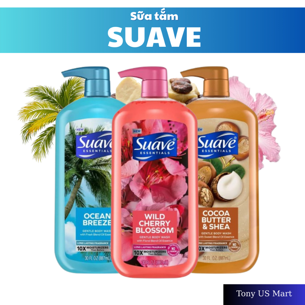 Sữa Tắm Suave Essential Mỹ 887ml – Sạch Sâu, Dưỡng Mịn – Đủ Mùi – Tony US MART