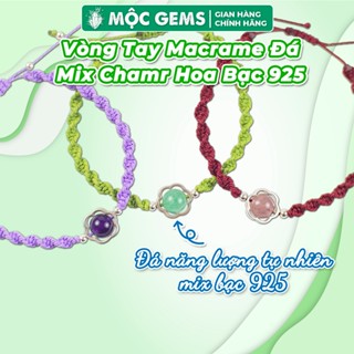  Vòng Tay Macrame Mix Đá Năng Lượng & Charm Bạc 925 Mộc Gems Thu Hút May Mắn Và Năng Lượng Tích Cực 