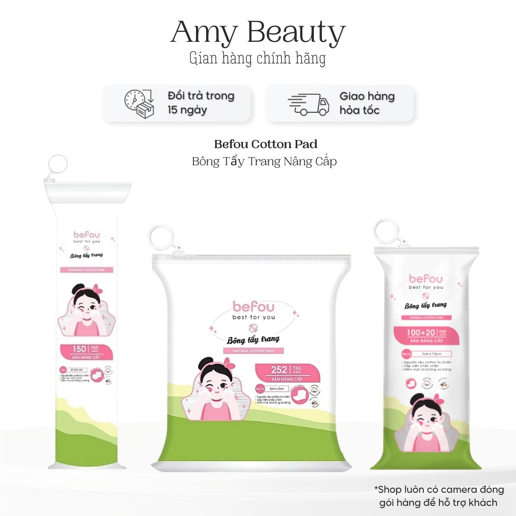 Bông Tẩy Trang Cotton Befou Bản Nâng Cấp