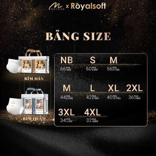 [2 BỊCH] Tã Bỉm Royalsoft Cao Cấp Chính Hãng Đủ Size Đóng Đêm/Ngày Cho Bé
