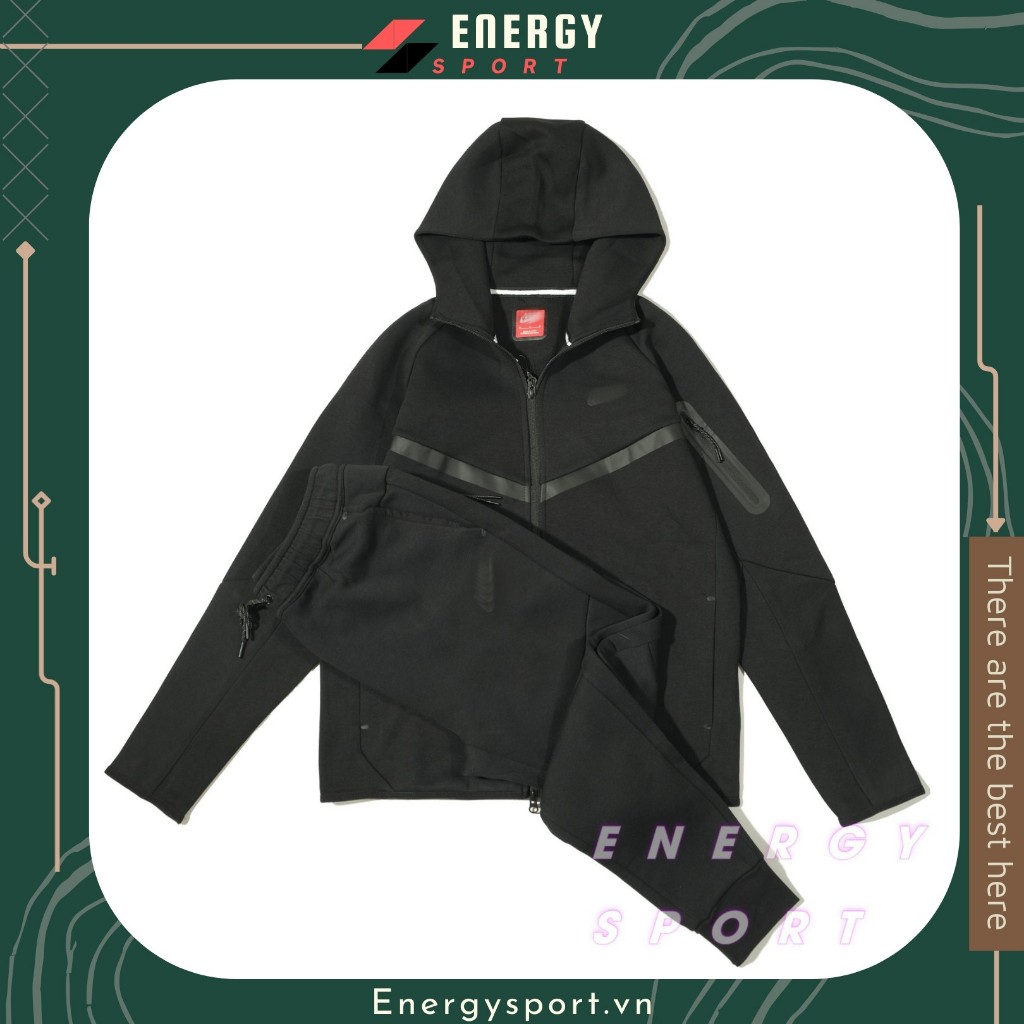 Bộ Quần Áo Thể Thao Cao Cấp Hoodie Ntech Fleece Đen