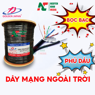 Dây Mạng Ngoài Trời 8 Lõi Golden Japan Cat5e và Cat6 FTP Có Sợi Thép Chịu Lực, Bọc Bạc, Phủ Dầu Chống Ẩm