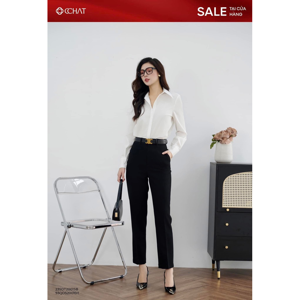 (CCHAT) Áo sơ mi trắng CCHAT nguyên tag size S