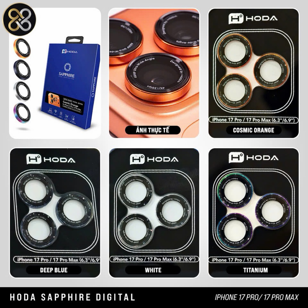 [Hàng Chính Hãng] Hoda Sapphire Lens Digital Kính cường lực bảo vệ cam tuyệt đối phong cách máy ảnh 